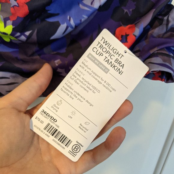 Athleta Twilight Tropic Bra Cup Tankini 36D/DD - Picture 8 of 8